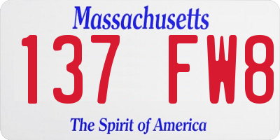 MA license plate 137FW8