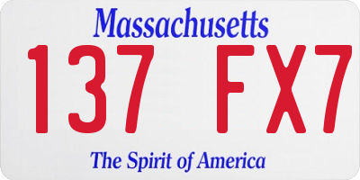 MA license plate 137FX7