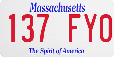 MA license plate 137FY0