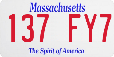 MA license plate 137FY7
