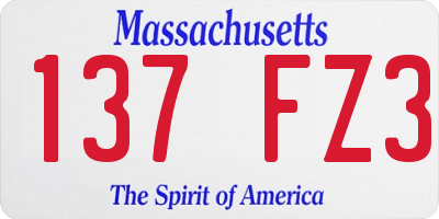 MA license plate 137FZ3