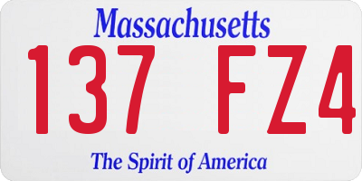 MA license plate 137FZ4