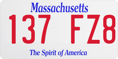 MA license plate 137FZ8