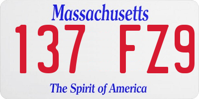 MA license plate 137FZ9