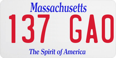 MA license plate 137GA0