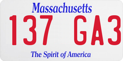 MA license plate 137GA3