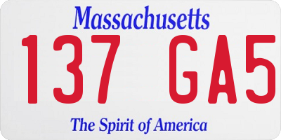 MA license plate 137GA5
