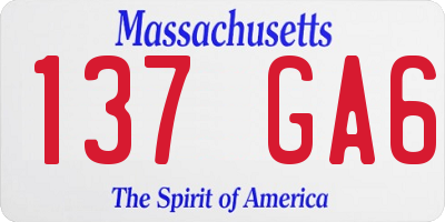 MA license plate 137GA6