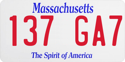 MA license plate 137GA7