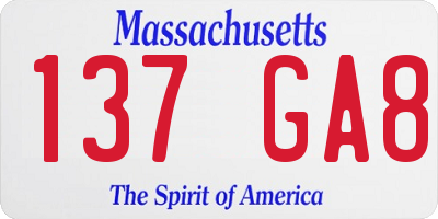 MA license plate 137GA8