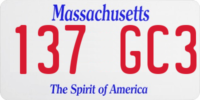 MA license plate 137GC3