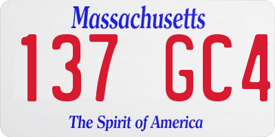 MA license plate 137GC4