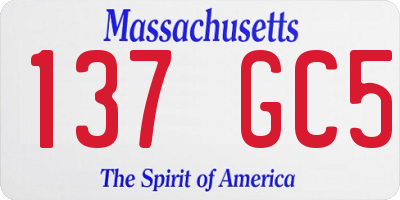 MA license plate 137GC5