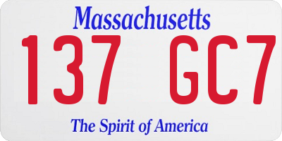 MA license plate 137GC7