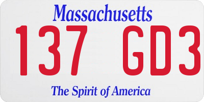 MA license plate 137GD3
