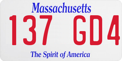 MA license plate 137GD4