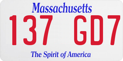 MA license plate 137GD7