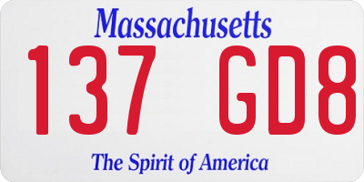 MA license plate 137GD8