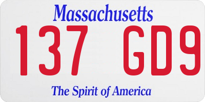 MA license plate 137GD9