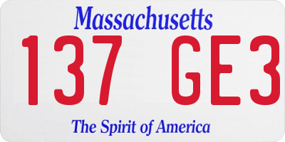 MA license plate 137GE3
