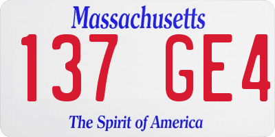 MA license plate 137GE4