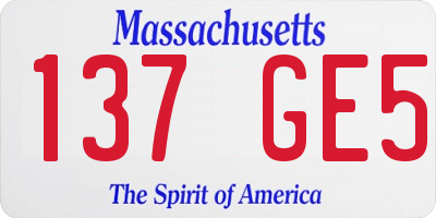 MA license plate 137GE5