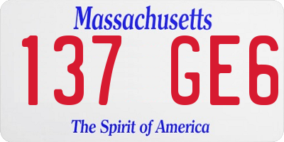 MA license plate 137GE6