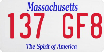 MA license plate 137GF8