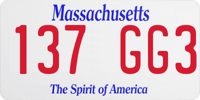 MA license plate 137GG3