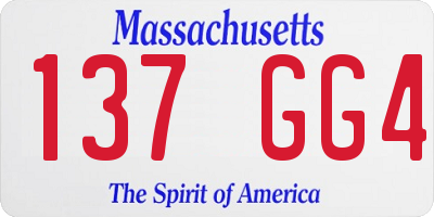 MA license plate 137GG4