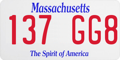 MA license plate 137GG8