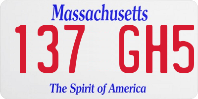 MA license plate 137GH5