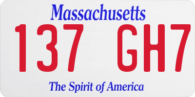 MA license plate 137GH7