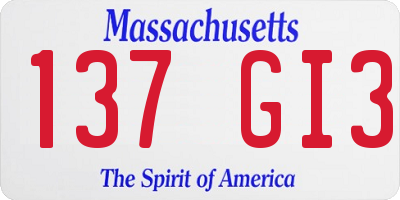 MA license plate 137GI3