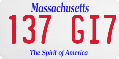 MA license plate 137GI7
