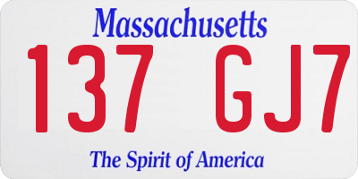 MA license plate 137GJ7