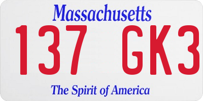 MA license plate 137GK3