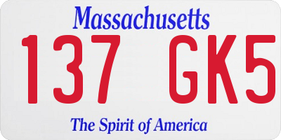 MA license plate 137GK5