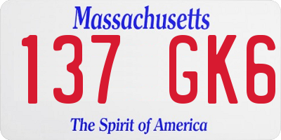 MA license plate 137GK6