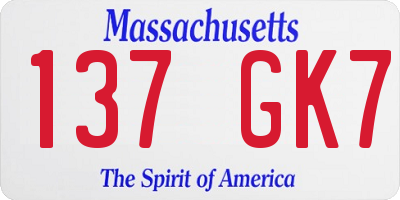 MA license plate 137GK7