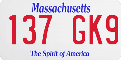 MA license plate 137GK9