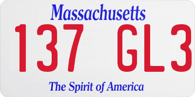 MA license plate 137GL3