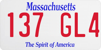 MA license plate 137GL4