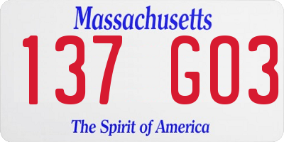 MA license plate 137GO3