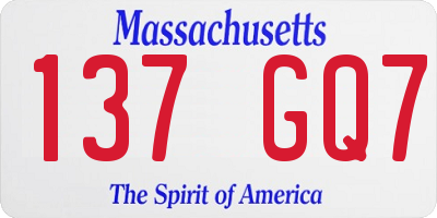 MA license plate 137GQ7
