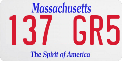 MA license plate 137GR5
