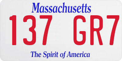 MA license plate 137GR7