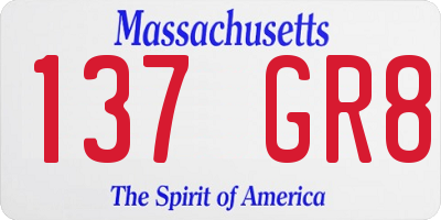 MA license plate 137GR8