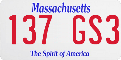 MA license plate 137GS3