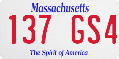MA license plate 137GS4